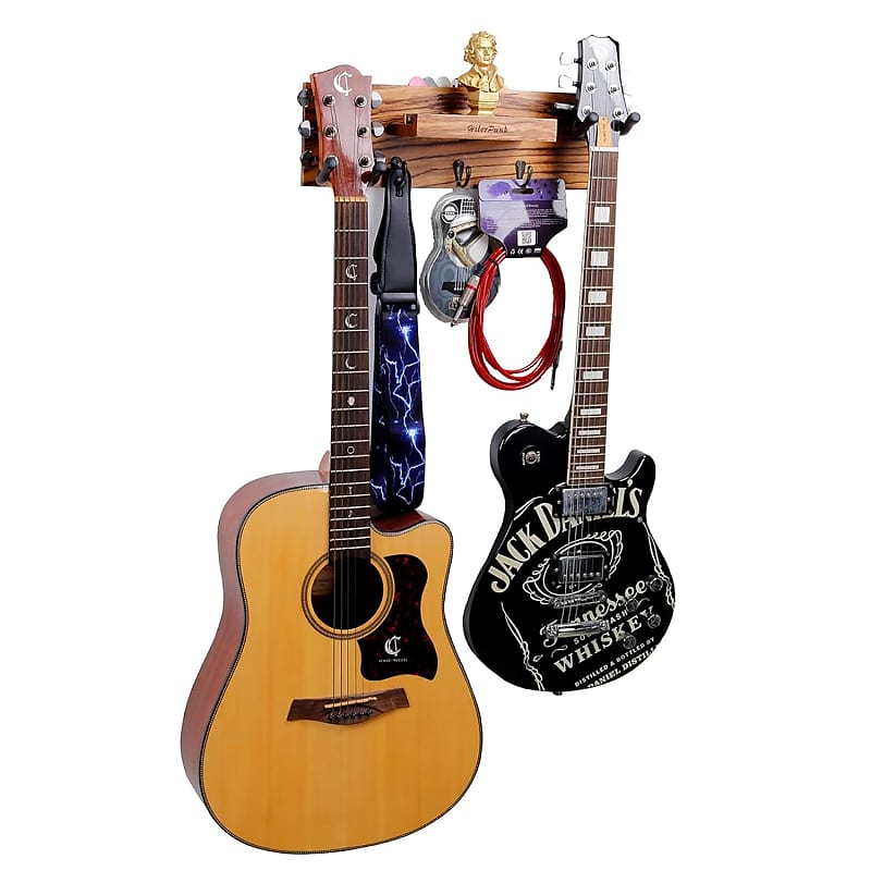 Guitar Wall Mount,Solid Wood Guitar Wall Hanger With 3 Reverb