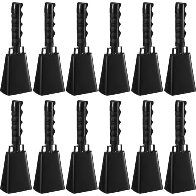 WMM 10 inch Steel Cowbell with Handle Cheering Bell for Sports Events Large Solid School Bells & Chimes Percussion Musical Instruments Call Bell Alarm