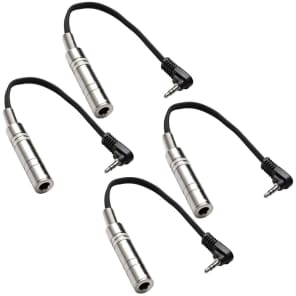 Seismic Audio SA-iREQES6i-FourPK Right-Angle 1/8" TRS Male to 1/4" TRS Female Headphone Extender/Adapter Cables - 6" (2-Pack)