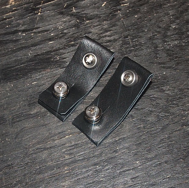 Pair of Mawson leather guitar strap locks straplocks in black Reverb