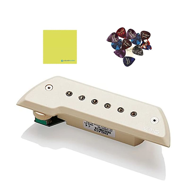 EMG ACS Acoustic Guitar Soundhole Pickup, Ivory Bundle w/ 12x Reverb