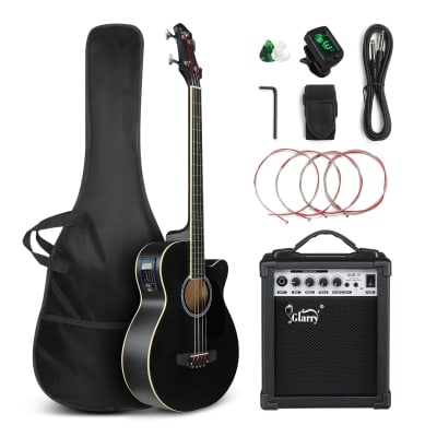 Glarry GMB102 44.5 Inch EQ Acoustic Bass Guitar w/15W Amp - Matte Black for sale