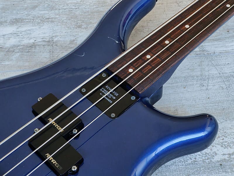 1990's Fernandes Japan FRB-45 Revolver Fretless Bass (Blue)