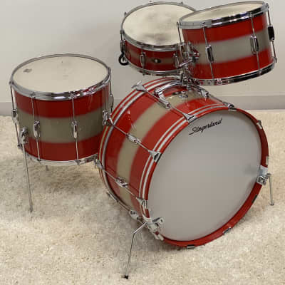 Slingerland 22/13/15/5x14" 60's Swingster/Stage Band Drum Set - Red/Silver Duco image 3