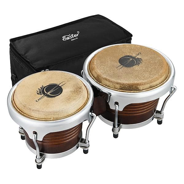 Wood 7" + 8" Bongo Drum with Soft Case (Bag) image 1