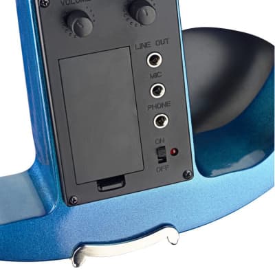 Stagg Futuristic 4/4 Electric Violin w/ Case & Headphones - Metallic Blue image 2