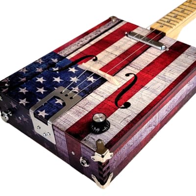 The "Star Spangled" 3-string Acoustic/Electric Cigar Box Guitar image 2