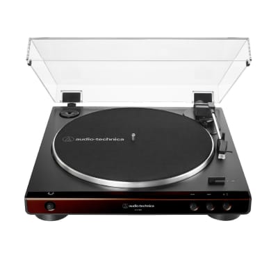 Audio-Technica AT-LP60X Fully Automatic Belt-Drive Stereo Turntable (Brown) with M-AUDIO BX3 Graphite 3.5 Active Studio Monitor (Pair) and Cleaning Kit image 2