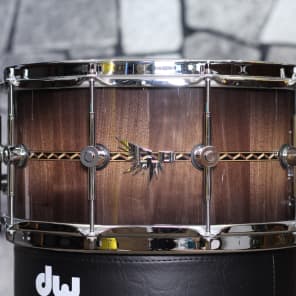 Hendrix Drums 14x7 in. Gloss Walnut Burst Stave Snare w/deco inlay image 1