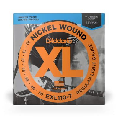 D'Addario EXL110-7 Nickel Wound, 7-String, Electric Guitar String Set, Regular Light, 10-59 image 2