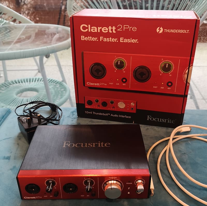 Focusrite Clarett 2Pre Thunderbolt Audio Interface - Boxed w cables &  paperwork