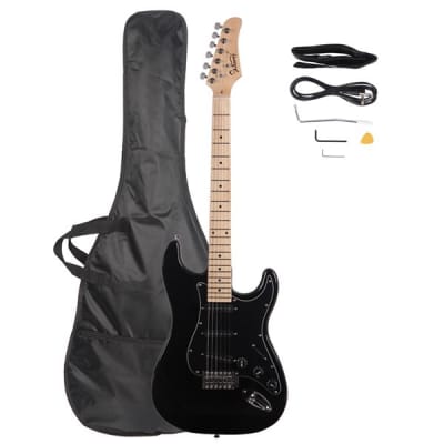 Glarry GST Electric Guitar With Black Pickguard Black image 1