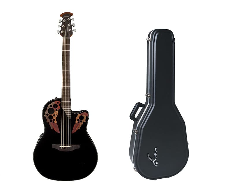 Ovation Celebrity Elite Acoustic-Electric Guitar - Black + Ovation