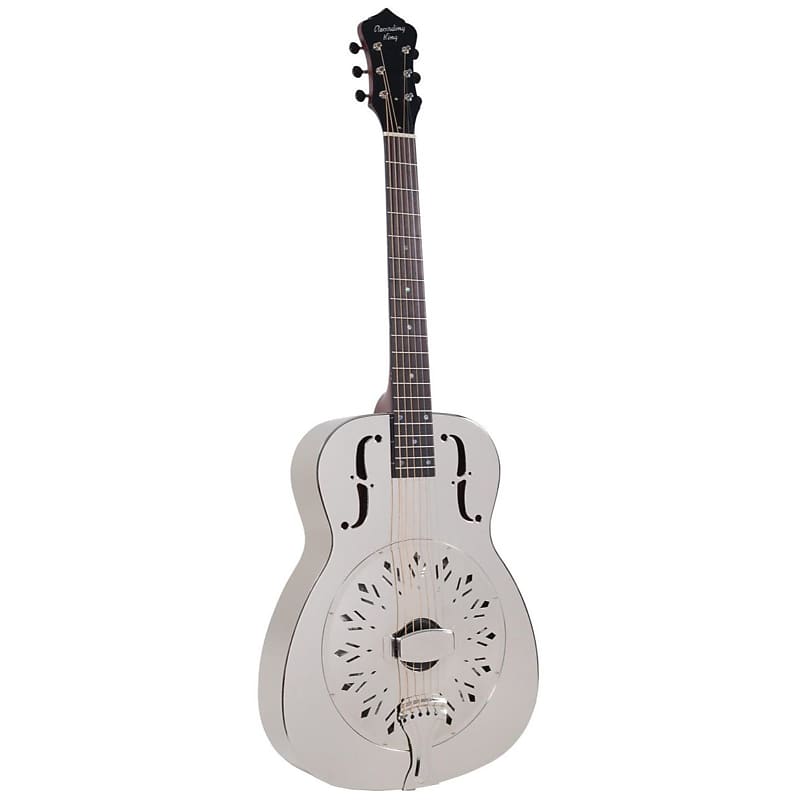Recording King RM-998-D Style-0 Roundneck Metal Body Acoustic Resonator Guitar, Nickel-Plated image 1