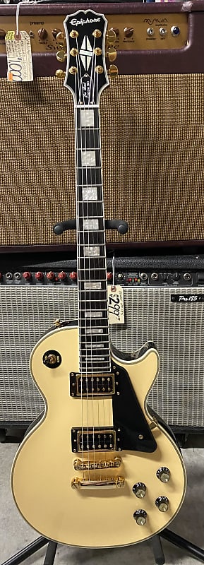 2019 Epiphone Les Paul Custom Pro Ivory Tuxedo Reverb 7899