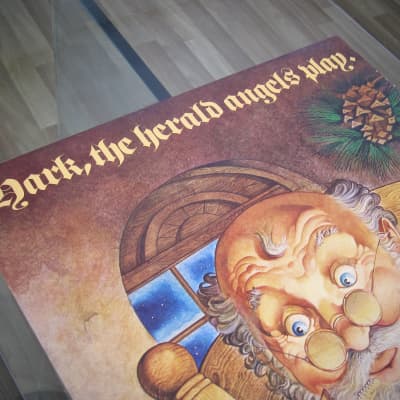 Fender Telecaster, Precision Bass, Rhodes & Twin Reverb Authentic Vintage Poster Christmas Campaign "Hark the Herald Angels Play" Artist Endicott Circa-1970's-Multi Color image 10