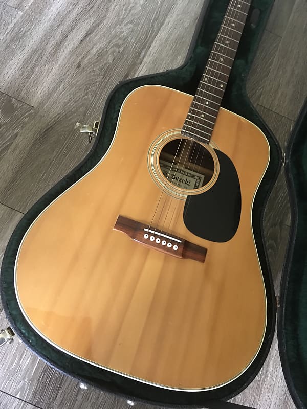 Kiso Suzuki  W 200 1970s Natural rosewood acoustic Dreadnought guitar with original hard case image 1