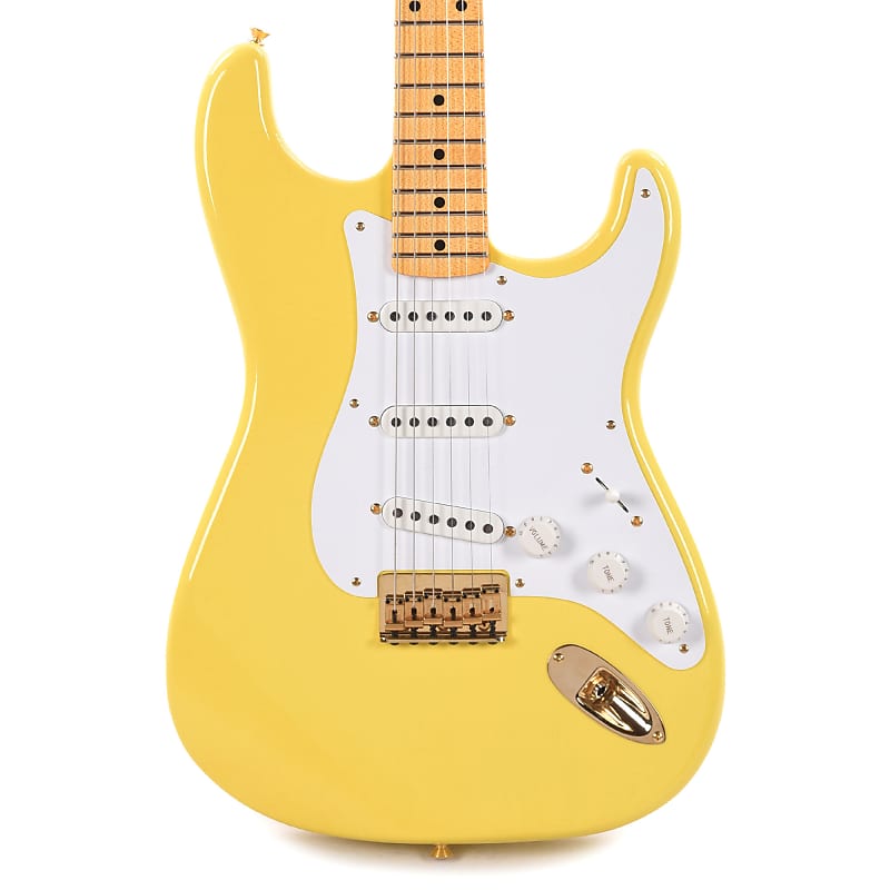 Fender Custom Shop Limited Edition '54 Hardtail Stratocaster Deluxe Closet Classic with Gold Hardware Faded Aged Canary Yellow image 1