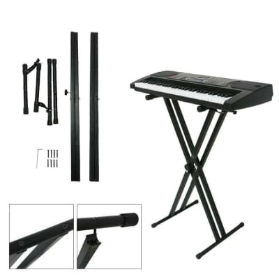 Electric Keyboard Piano Double X-Brace Construction Stand Adjustable Dual Tube image 1