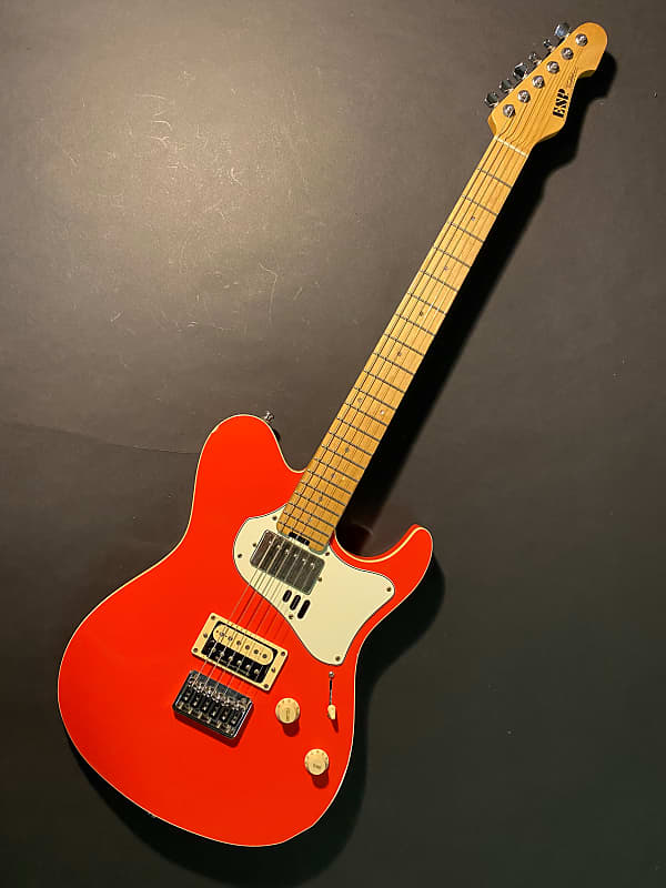 ESP Custom Shop Throbber made in Japan, semi acoustic Telecaster type  guitar light Fiesta Red