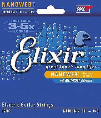 Elixir 12102 Nanoweb Medium Electric Guitar Strings (11-49) image 1