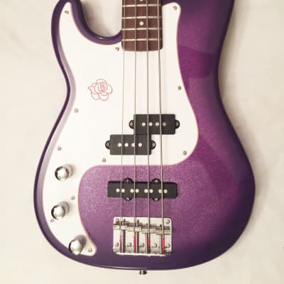 Lefty SX "Rock N Rose" Precision Bass Special Left-Handed Purple Glitter. Great Condition !... image 5
