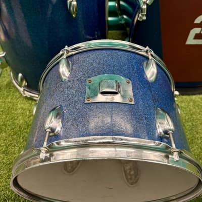 ⚡️Vintage Whitehall 4-Piece Drum Set 20" /12" / 13"/16" Made In Japan -Blue Sparkle⚡️ image 9