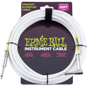 Ernie Ball P06047 Ultraflex Straight 20' Straight to Angled TS Instrument Cable