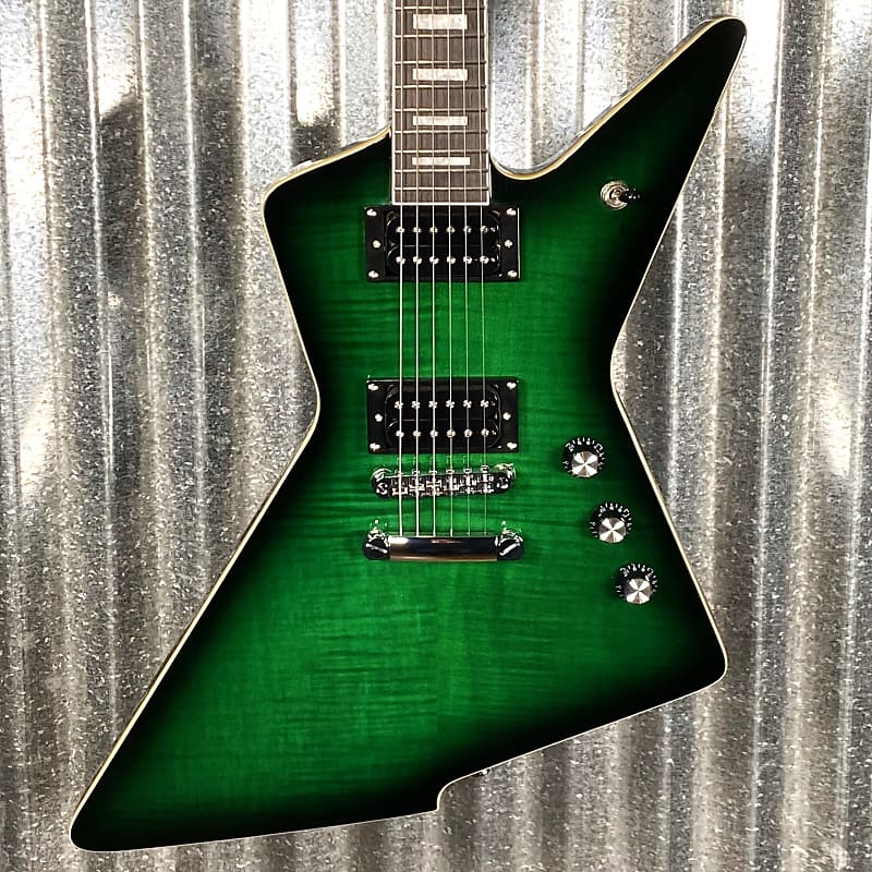 Westcreek Revenge Explorer Flame Transparent Green Burst | Reverb