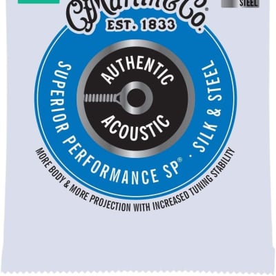 Martin Authentic Acoustic Guitar Strings, Superior Performance Custom 11.5-47, Silk & HT Steel image 1