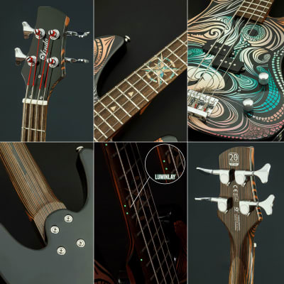 Lindo Sahara Electric Bass Guitar (30" Short Scale) | Nautical Star 12th Fret Inlay - Graphic Art Finish | 20th Anniversary Special Edition image 2