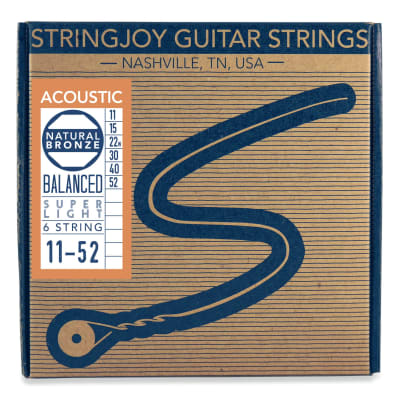 Stringjoy Naturals Phosphor Bronze Acoustic Guitar Strings - Balanced Super Light (.11 - .52)