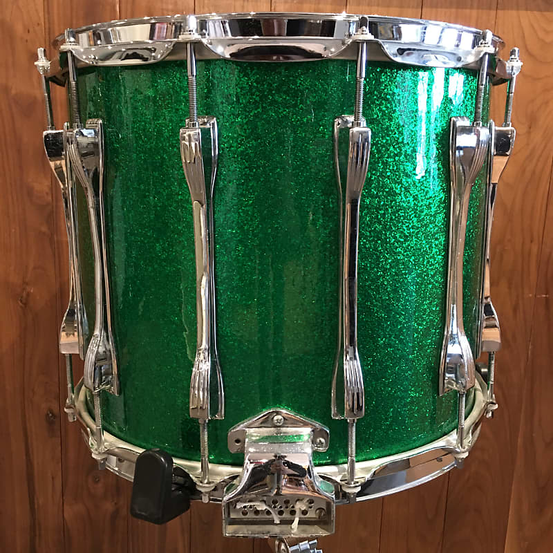 Ludwig 14x12 1970's Marching Snare Maple 1970 Green Sparkle | Reverb