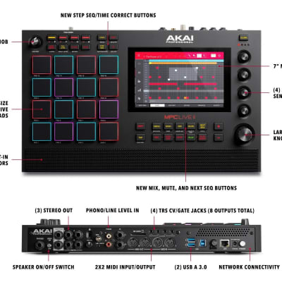Akai MPCLIVE-II Standalone MPC w/7" Touch Display and Built-in Studio Monitors image 8