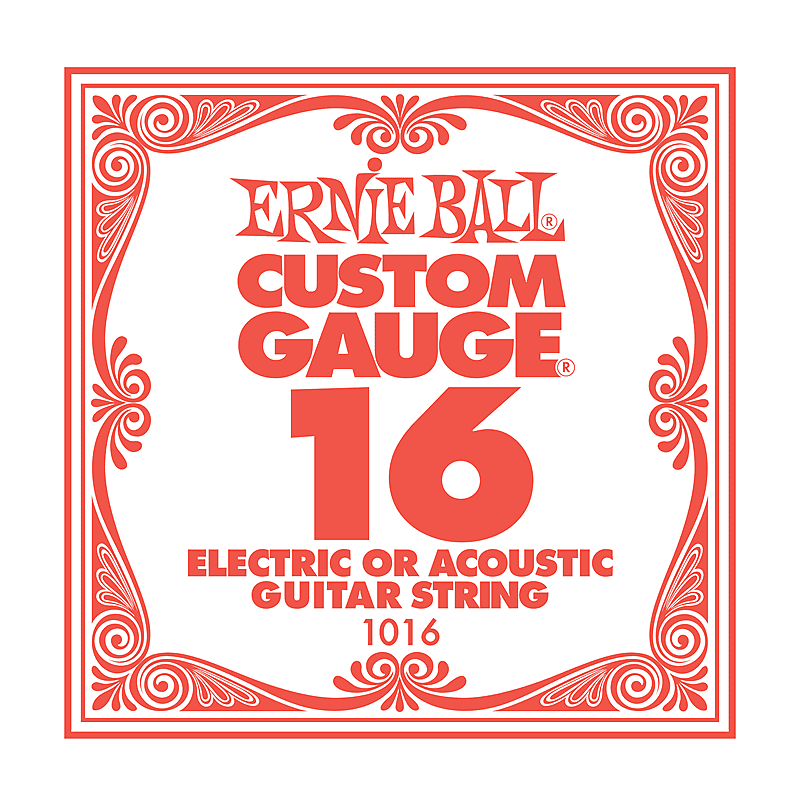 Ernie Ball Ernie Ball Plain Steel Single Guitar String .016 Gauge Pack of 6 strings PO1016 image 1
