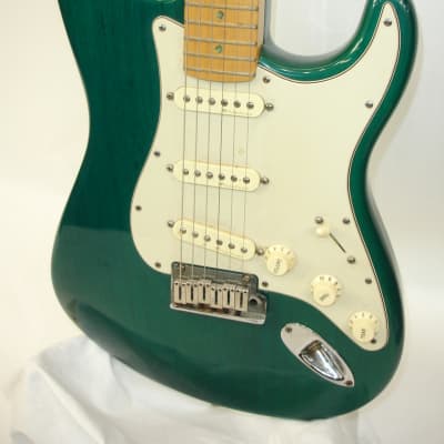 2001 Fender American Deluxe Stratocaster Electric Guitar, Maple Fingerboard, Teal Green Transparent image 3