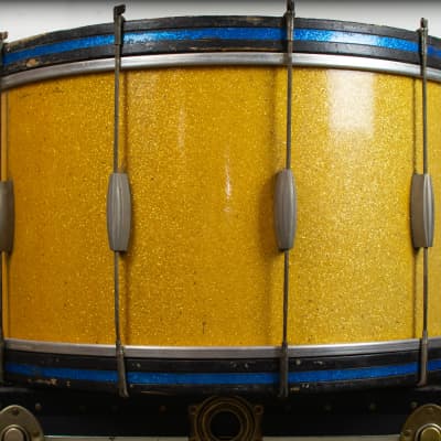 1940s Slingerland 14x28 Gold Sparkle Radio King Bass Drum image 7