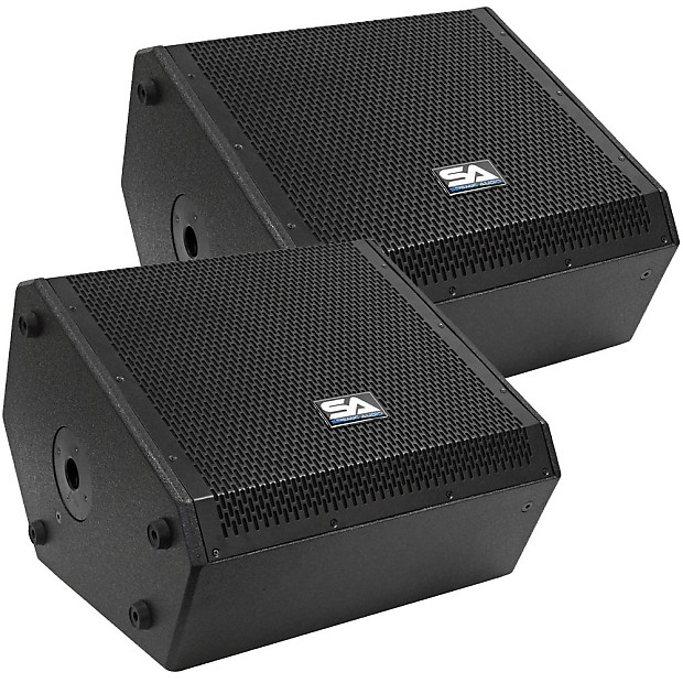 Seismic Audio SAX-12M-PW-PAIR Compact Powered 1x12" 250w 2-Way Titanium Horn Speakers (Pair) image 1