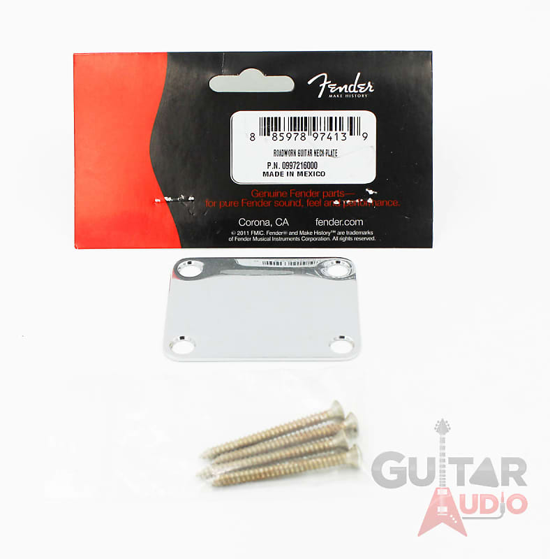 Genuine Fender ROAD WORN Chrome Strat/Tele Neck Plate with Mounting Hardware image 1
