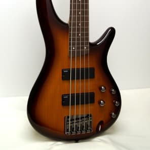 Ibanez SR375F 5 String Fretless Electric Bass Brown Burst Reverb