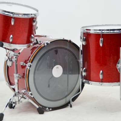 Used 1950's/1960's Recovered Gretsch 3pc Drum Kit - "Red Sparkle" image 4