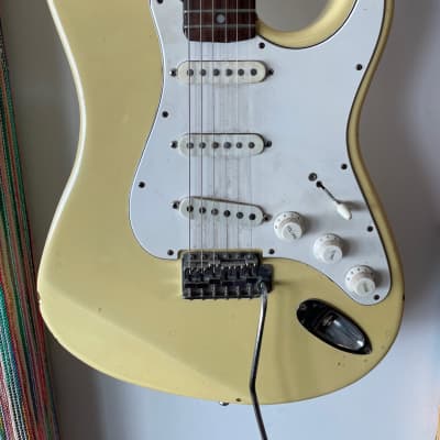 Vintage Memphis "Fender" Stratocaster Guitar - 1970s White/Cream with Original Hardshell Case image 3