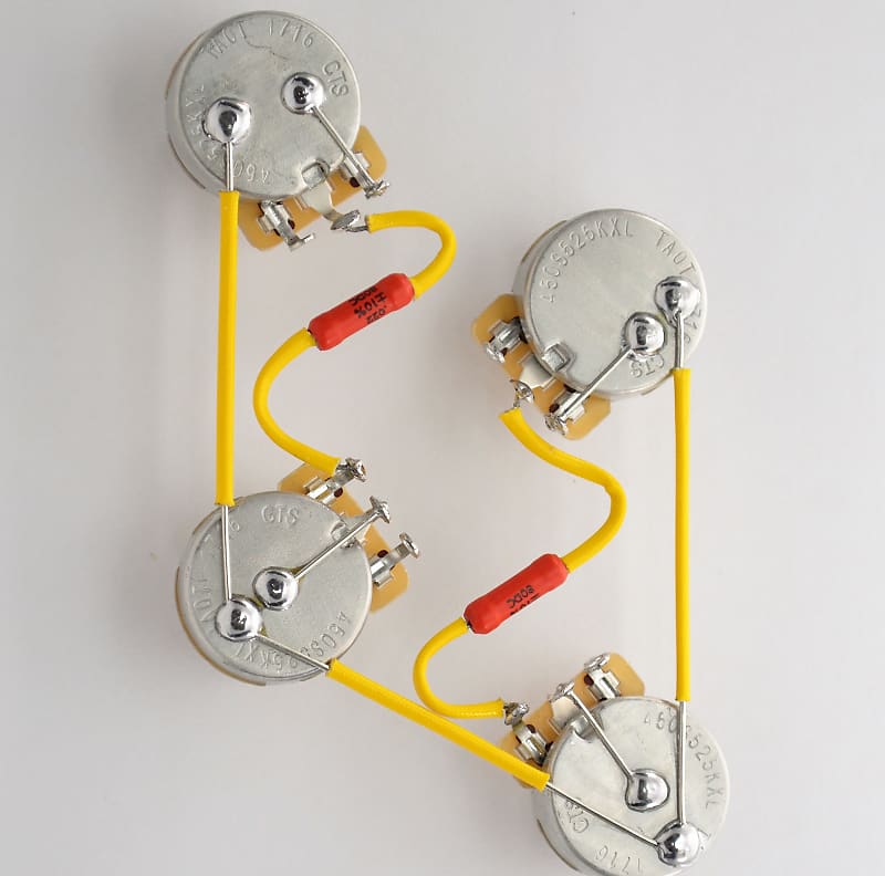 Les Paul Wiring Harness Custom by JEL CTS 525k Pro LONG Shaft Reverb