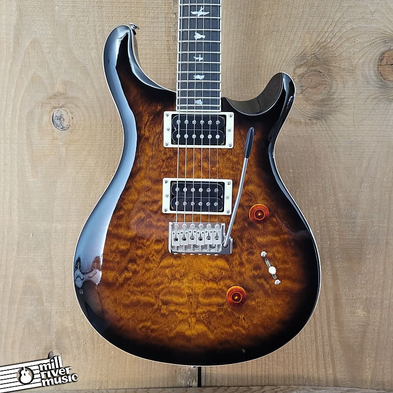 Paul Reed Smith PRS SE Custom 24 Quilt Electric Guitar Black Gold Sunburst w/Bag Used