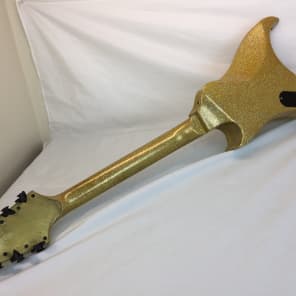 Galaxy Mara AttilaZaster Handmade Custom V  Holographic Gold Metalflake Guitar image 5