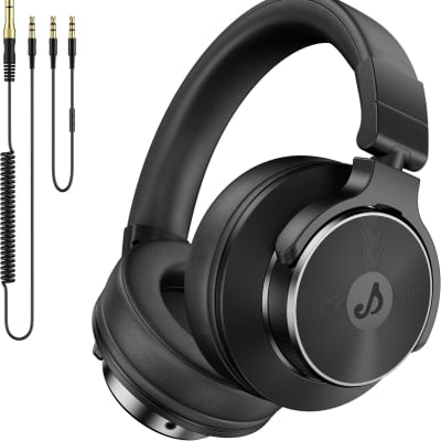 Wired Over Ear Headphones, Studio Monitor & Mixing DJ Headphones with 50mm Neodymium Drivers and 1/4 to 3.5mm Jack for Guitar AMP Podcast Piano Keyboard (Black) image 1