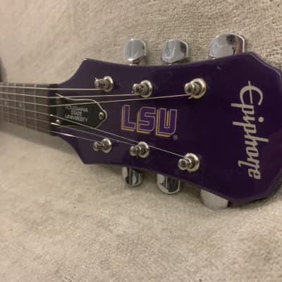 2004 Epiphone Collegiate Les Paul Junior LSU Louisiana State University Tiger Guitar Purple & Yellow Officially Licensed + Original Gig Bag image 5