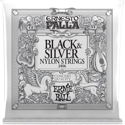 Ernie Ball Ernesto Palla Black & Silver Tie-On Nylon Classical Guitar Strings, 28-42 Gauge (P02406) image 1