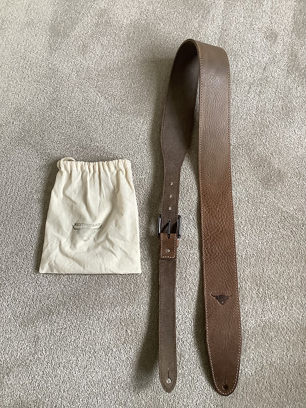 Heistercamp Bee Tor leather guitar strap Faded brown Reverb