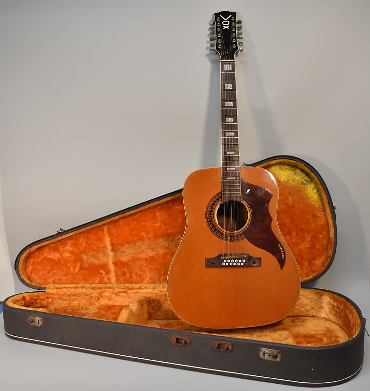 1960s Vox Folk Twelve Vintage 12-String Dreadnought Acoustic Electric  Guitar w/OHSC L.R. Baggs